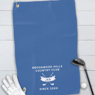 Serviette De Golf Golfeur Moderne Monogramme Country Club Bleu Royal