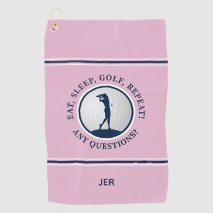 Serviette De Golf Golfeur Moderne Monogramme Pro Sports Golf Rose Bl