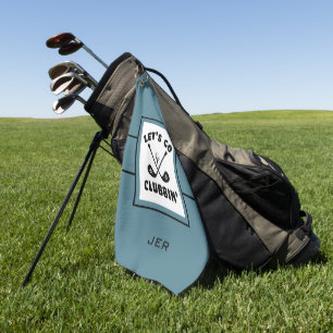 Serviette De Golf Golfeur Monogramme Pro Sports Turquoise Noir