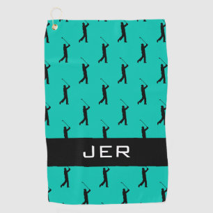 Serviette De Golf Golfeur Motif Personnalisé Monogramme Vert Noir