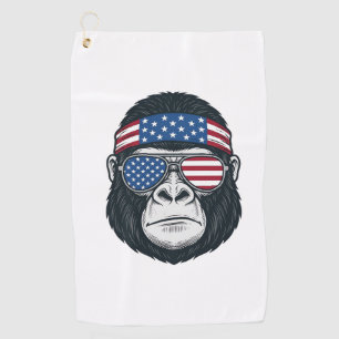 Serviette De Golf Gorille Patriotique Gravure Vintage Vecteur Visage