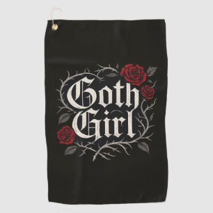 Serviette De Golf Goth Girl Rouge Rose Floral Vine Noir gothique