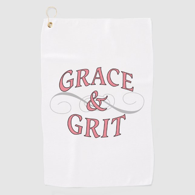 Serviette De Golf Grace & Gris en rose et gris (Devant)