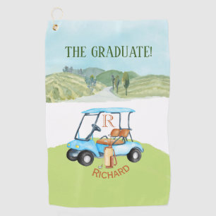 Serviette De Golf Graduation Golf Thème Nom personnalisé Monogrammes