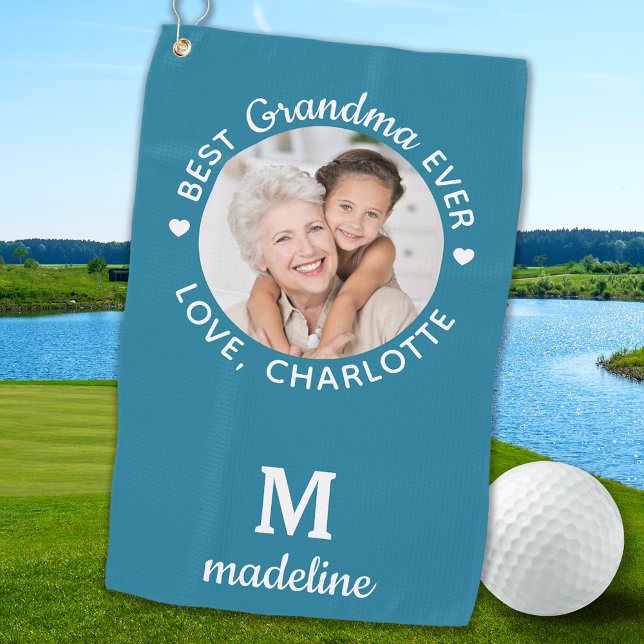 Serviette De Golf Grand-mère Meilleure jamais moderne Monogramme Pho (Créateur téléchargé)