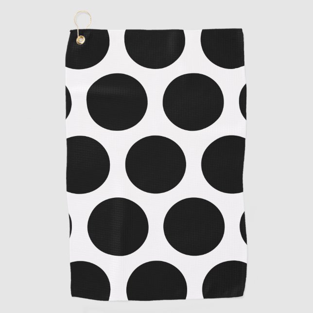 Serviette De Golf Grand motif de pois : Noir et blanc (Devant)