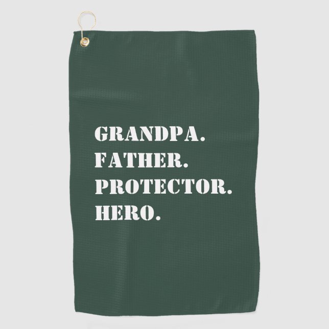 Serviette De Golf Grand-père Protecteur héros Héros Texte Fête des p (Devant)