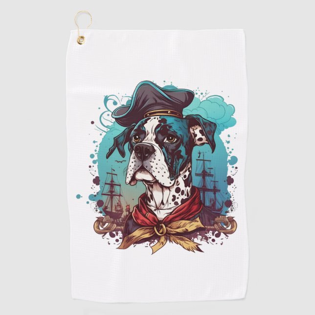 Serviette De Golf Grand pirate de chien Dane (Devant)