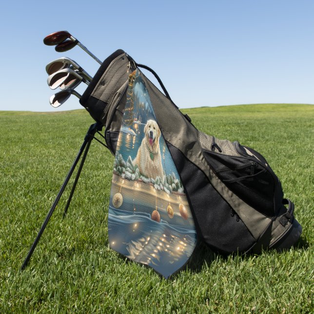 Serviette De Golf Grande Pyrénées Noël Festive Voyage (Vert)