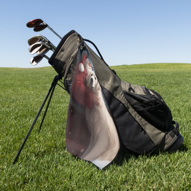 Serviette De Golf Grands Pyrénées avec Noël Festif du Père Noël (Vert)