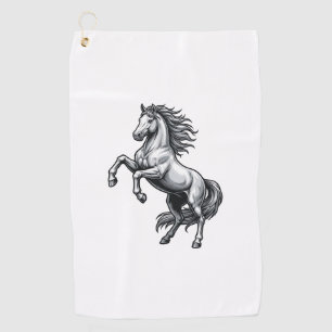 Serviette De Golf Gravure Vintage Cheval Cabré Design Vectoriel_1