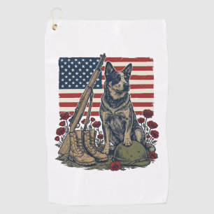 Serviette De Golf Gravure vintage commémorative patriotique Blue Hee