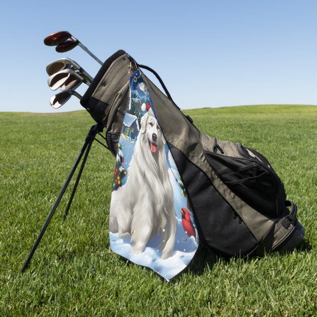 Serviette De Golf Great Pyrenees Winter Wonderland Noël Joie (Vert)