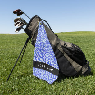 Serviette De Golf Grec Meander Key H Blue, Votre Nom, Personnaliser