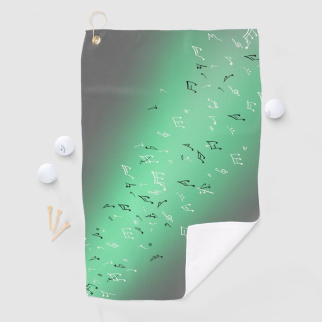 Serviette De Golf Green Moon Musical Notes Golf Towel (En situation)