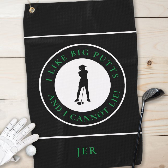 Serviette De Golf Gros Puttes Funny Lady Golfer Moderne Black Green (Créateur téléchargé)