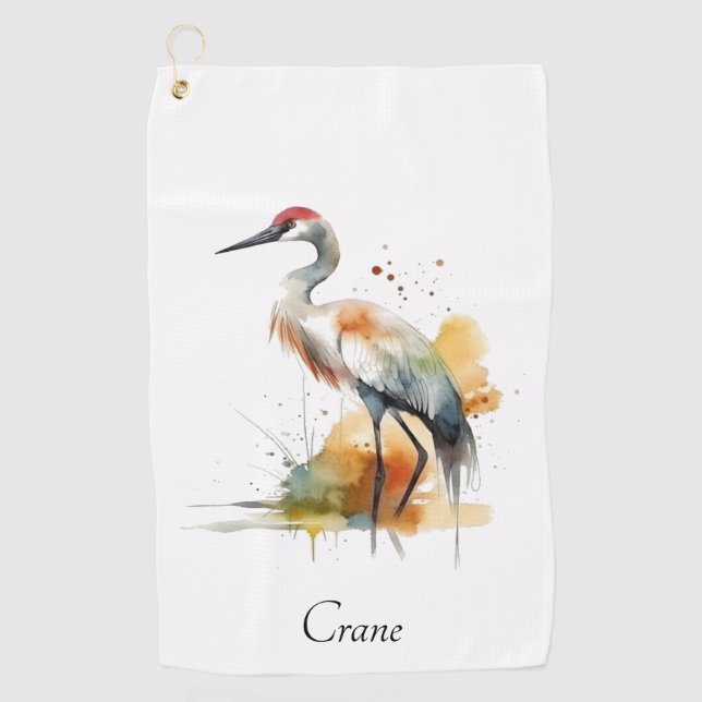 Serviette De Golf Grue d'errance, personnalisée (Devant)