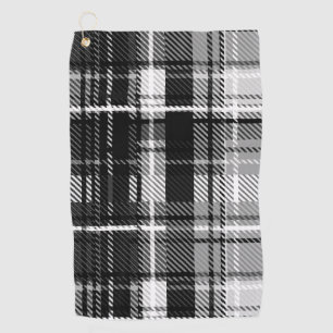 Serviette De Golf Grund Black Blanc Flannel Plaid Tartan Design