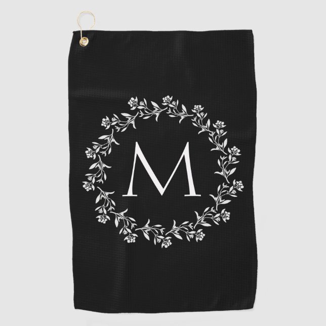 Serviette De Golf Guirlande florale de monogramme (Devant)