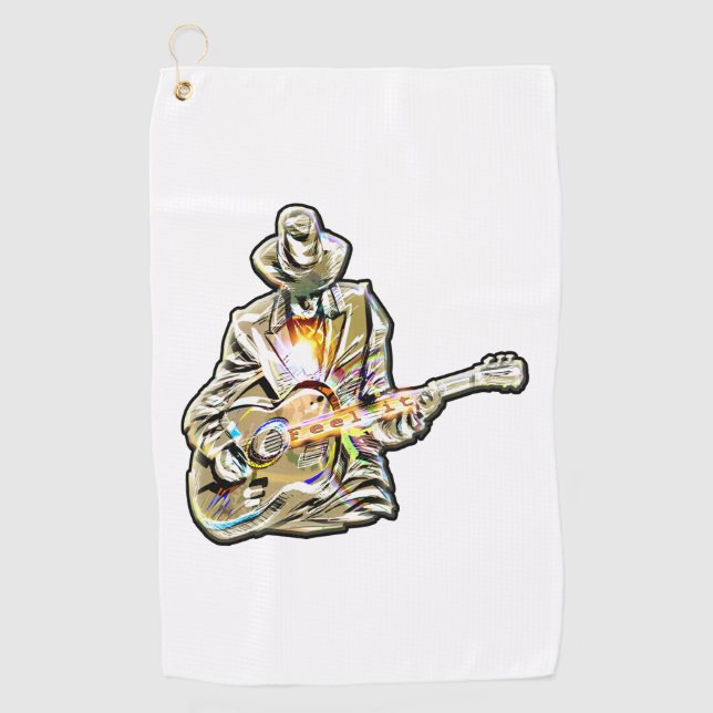 Serviette De Golf Guitar Blues Man - Ressentez-le   (Devant)