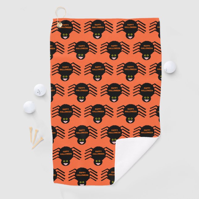 Serviette de golf Halloween Black Spider (En situation)