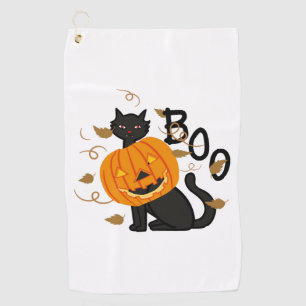 Serviette De Golf Halloween chat noir Boo
