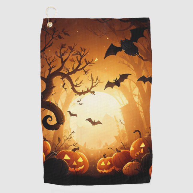 Serviette De Golf Halloween/chauve-souris/Citrouille/automne (Devant)