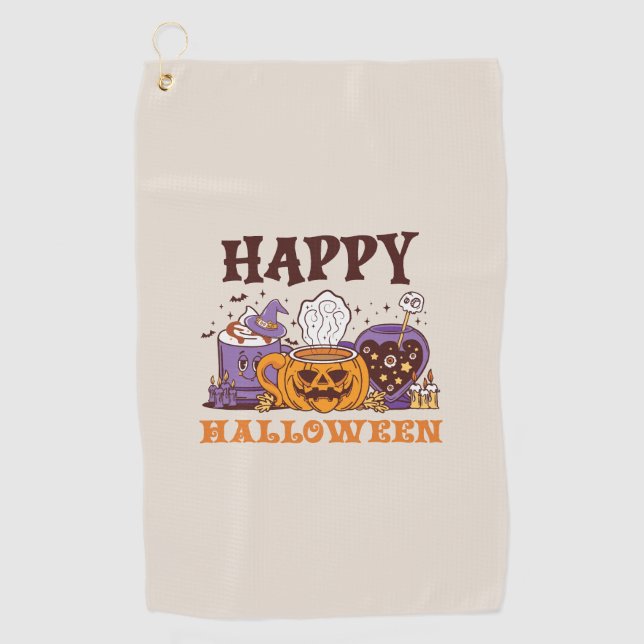 Serviette De Golf Happy Halloween café brasse (Devant)