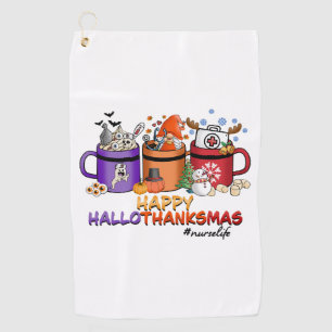 Serviette De Golf happy halloween thanksgiving noël drôle infirmière