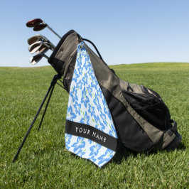 Serviette De Golf Hibiscus Bleu, Fleurs Bleues, Votre Nom