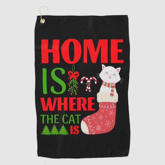 Serviette De Golf home is where the cat is Christmas (Devant)