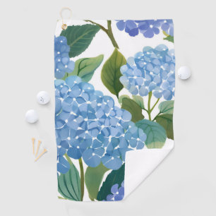 Serviette De Golf Hortensias bleus Beau buisson floral