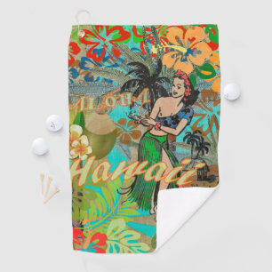 Serviette De Golf Hula Vintage Floral Graphisme Floral Hawaii