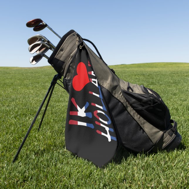 Serviette De Golf Ik Heart Holland superposition sur bk gtcnt (Vert)
