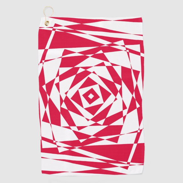 Serviette De Golf Illusion abstraite rouge blanc (Devant)