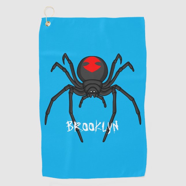 Serviette De Golf Illustration d'araignée noire effrayante (Devant)