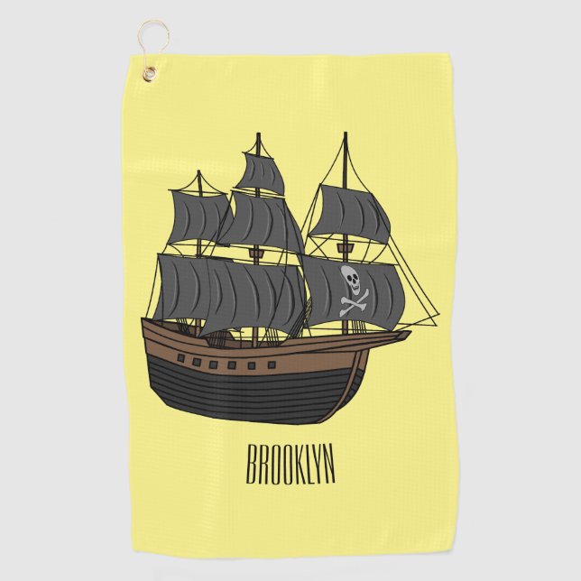 Serviette De Golf Illustration de bateau pirate (Devant)