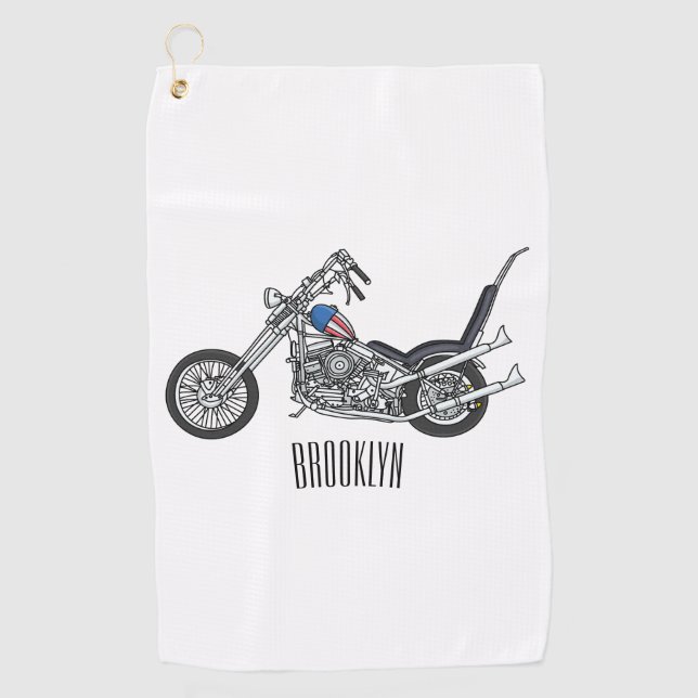 Serviette De Golf Illustration de Chopper Motorcycle 1950 (Devant)