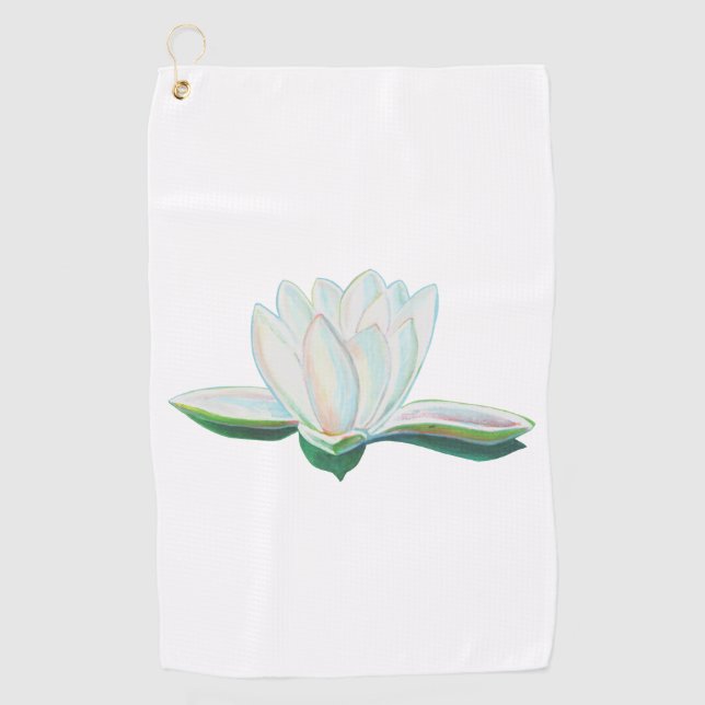 Serviette De Golf Illustration de la fleur de lotus blanc (Devant)