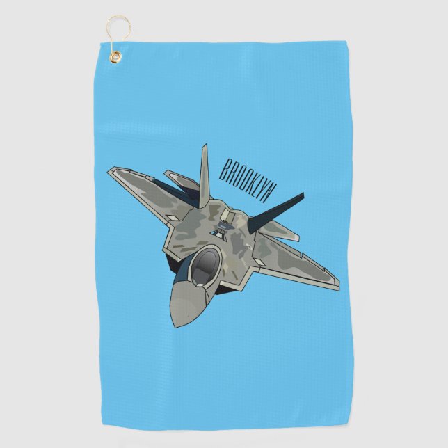 Serviette De Golf Illustration de l'avion de chasse (Devant)