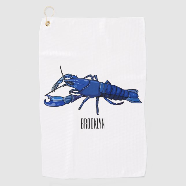 Serviette De Golf Illustration de l'écrevisse marron bleu (Devant)