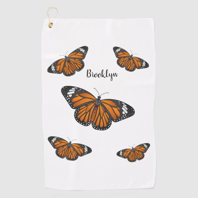 Serviette De Golf Illustration de papillon monarque (Devant)