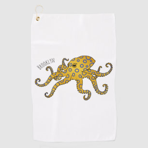 Serviette De Golf Illustration de poulpe à anneau bleu