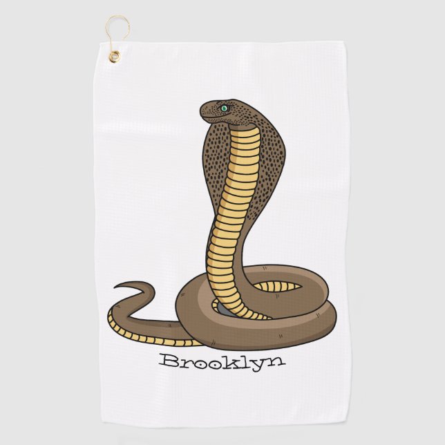 Serviette De Golf Illustration de serpent à cobra Brown (Devant)