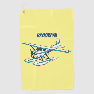 Serviette De Golf Illustration d'hydravion bleu blanc