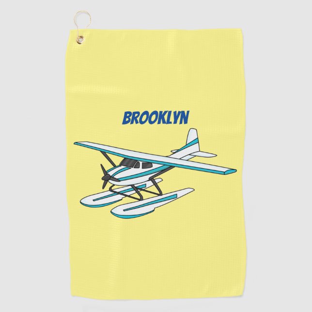 Serviette De Golf Illustration d'hydravion bleu blanc (Devant)