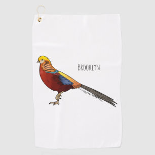 Serviette De Golf Illustration d'oiseau de faisan doré