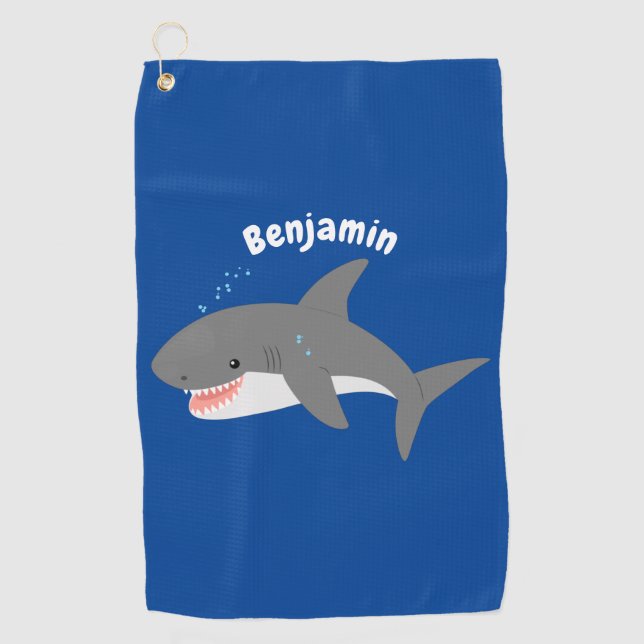 Serviette De Golf Illustration joyeuse du grand requin blanc (Devant)