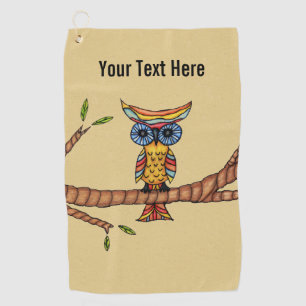 Serviette De Golf Imaginaire Chouette colorée Big Blue Eyes sur Bran