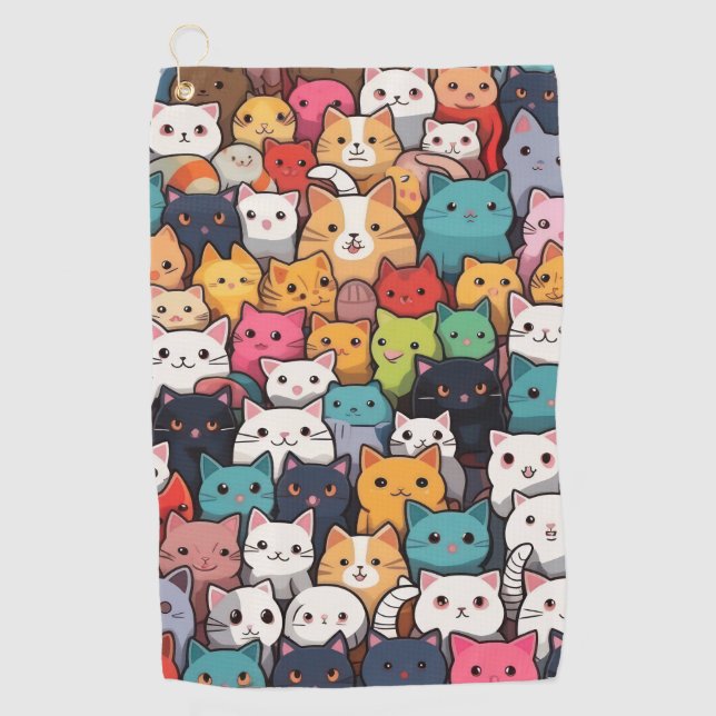 Serviette De Golf Imaginaire Feline : Cute Anime Cats Galore (Devant)